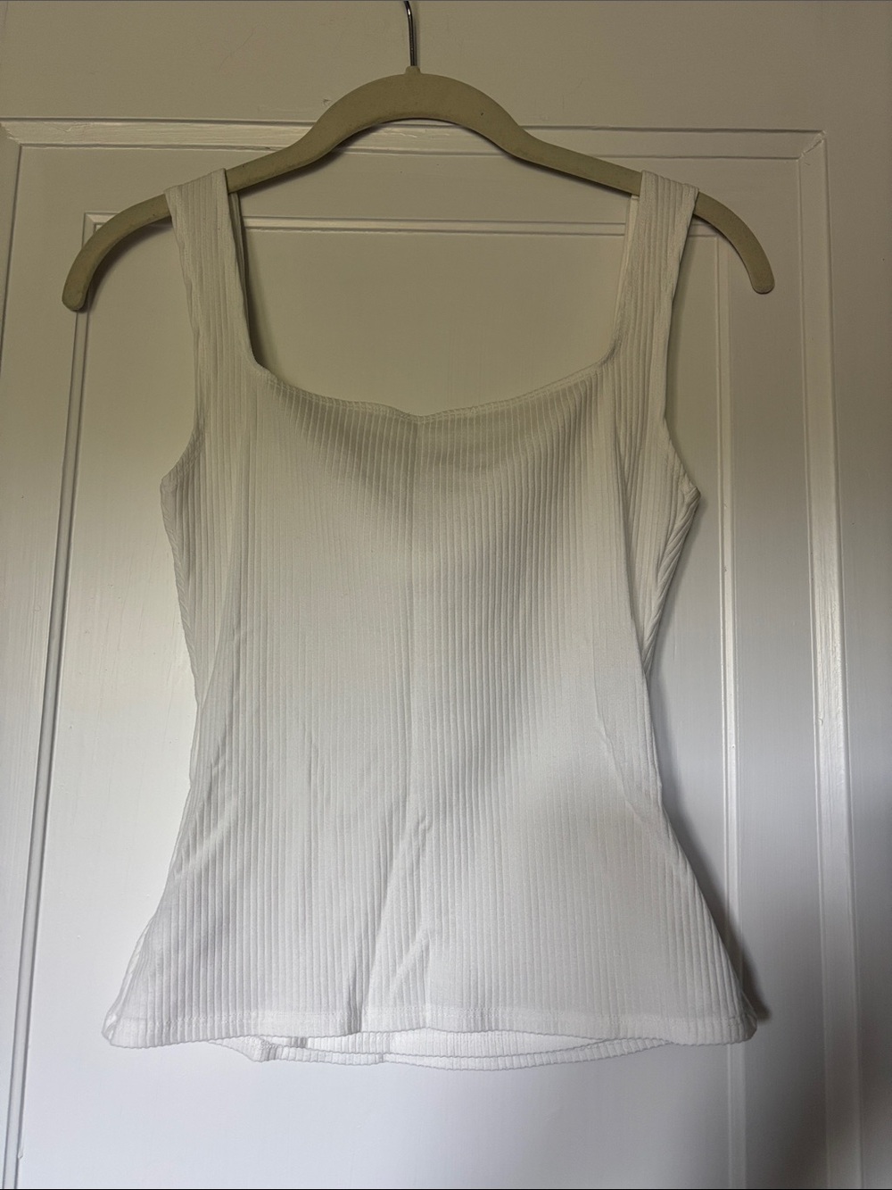 Reformation Cream Ribbed Square-Notch Tank Top - Picture 3 of 5